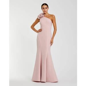 Mac Duggal 2304 Mermaid Gown With 3D Flower Pink One Shoulder Gown Sz 8 NWOT